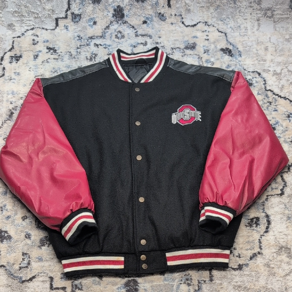 Vintage Ohio State Buckeyes Varsity Jacket Steve & Barry’s Black Red L